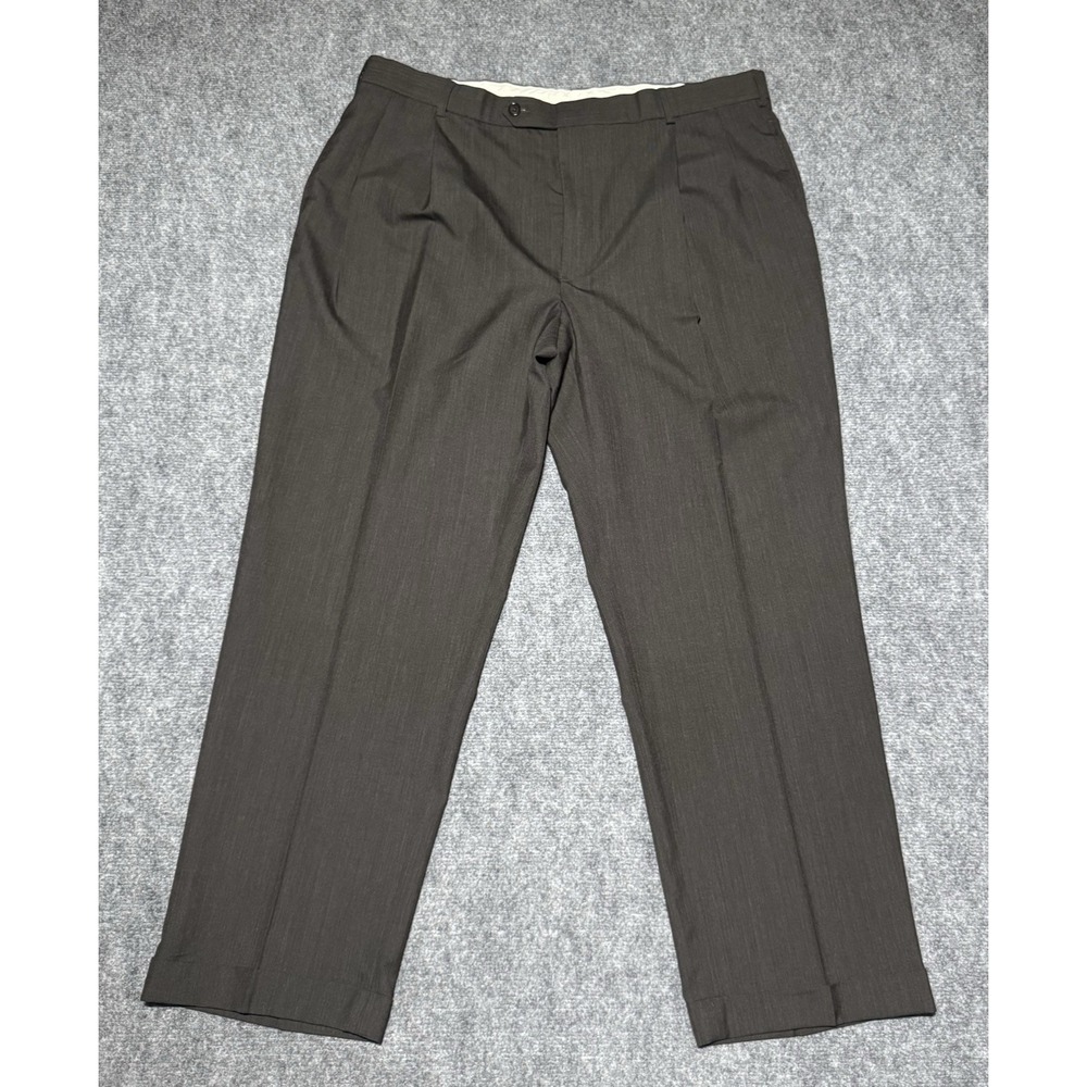 Brooks Brothers 346 Solid Dark Brown Dress Pants 100% Wool Mens 42x30
